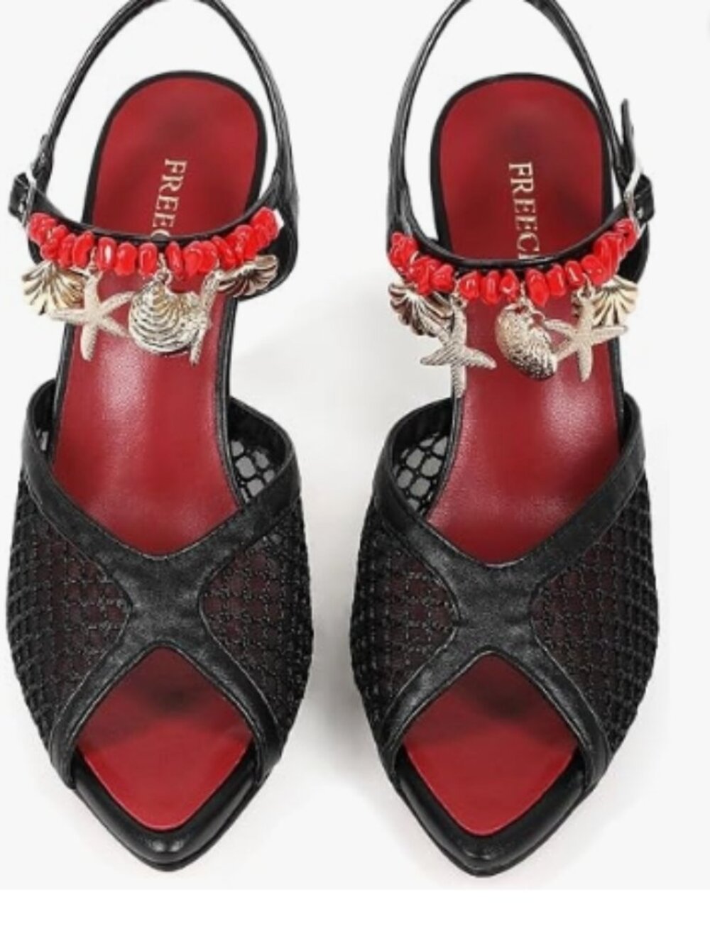 Women's Mesh High Heel Sandals Open Toe Ankle Strap Charm Dressy Party